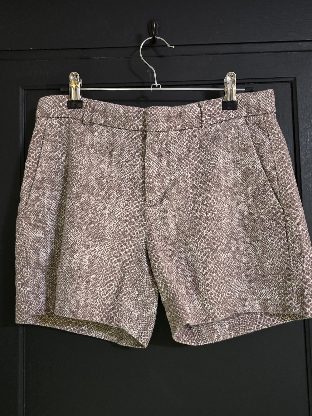 Women’s Tailored Snake-Print Shorts in Mauve